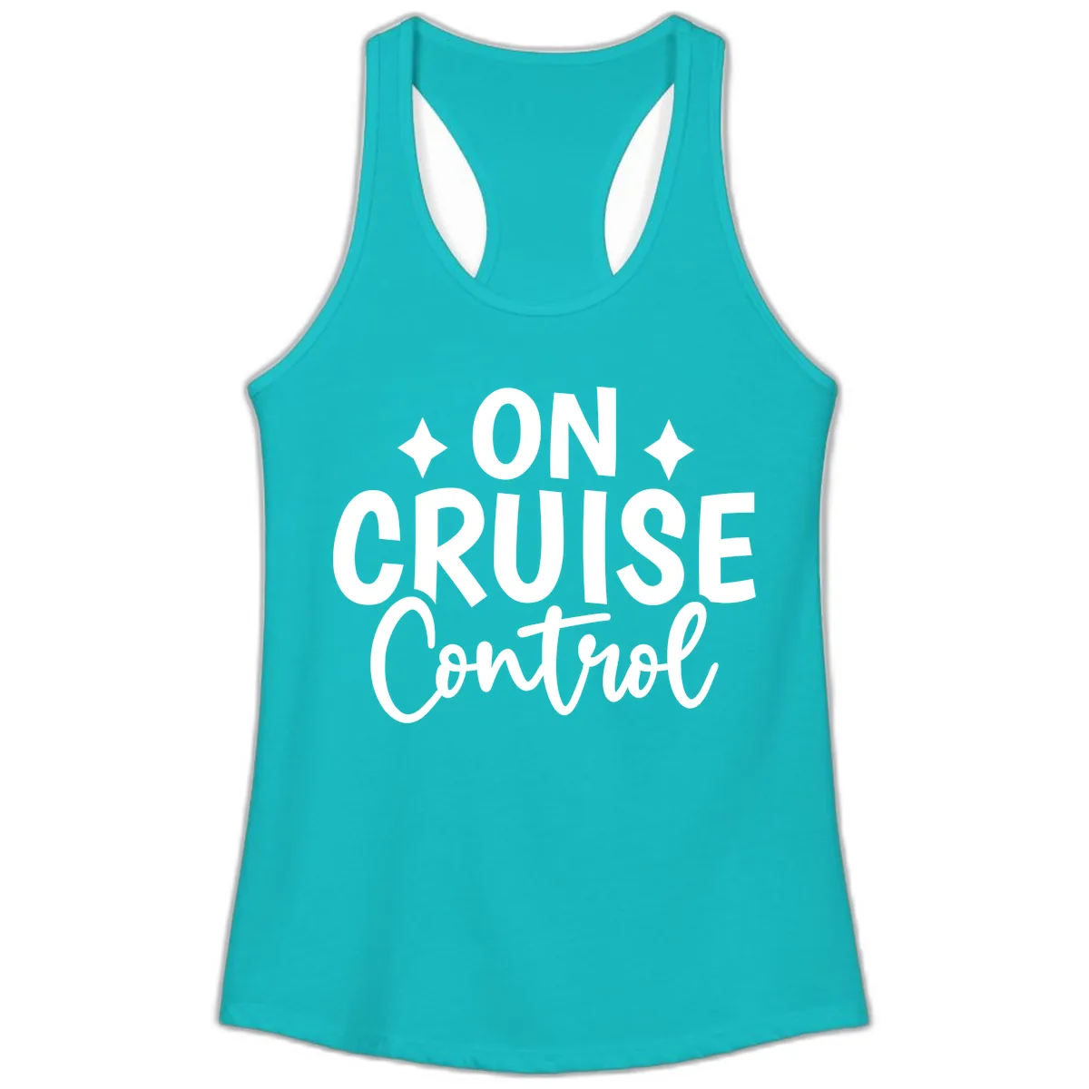 On Cruise Control Typography Design Ladies Tank in Tahiti Blue