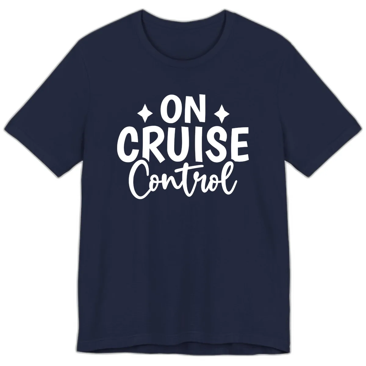 On Cruise Control Typography Design Premium T-Shirt in Navy