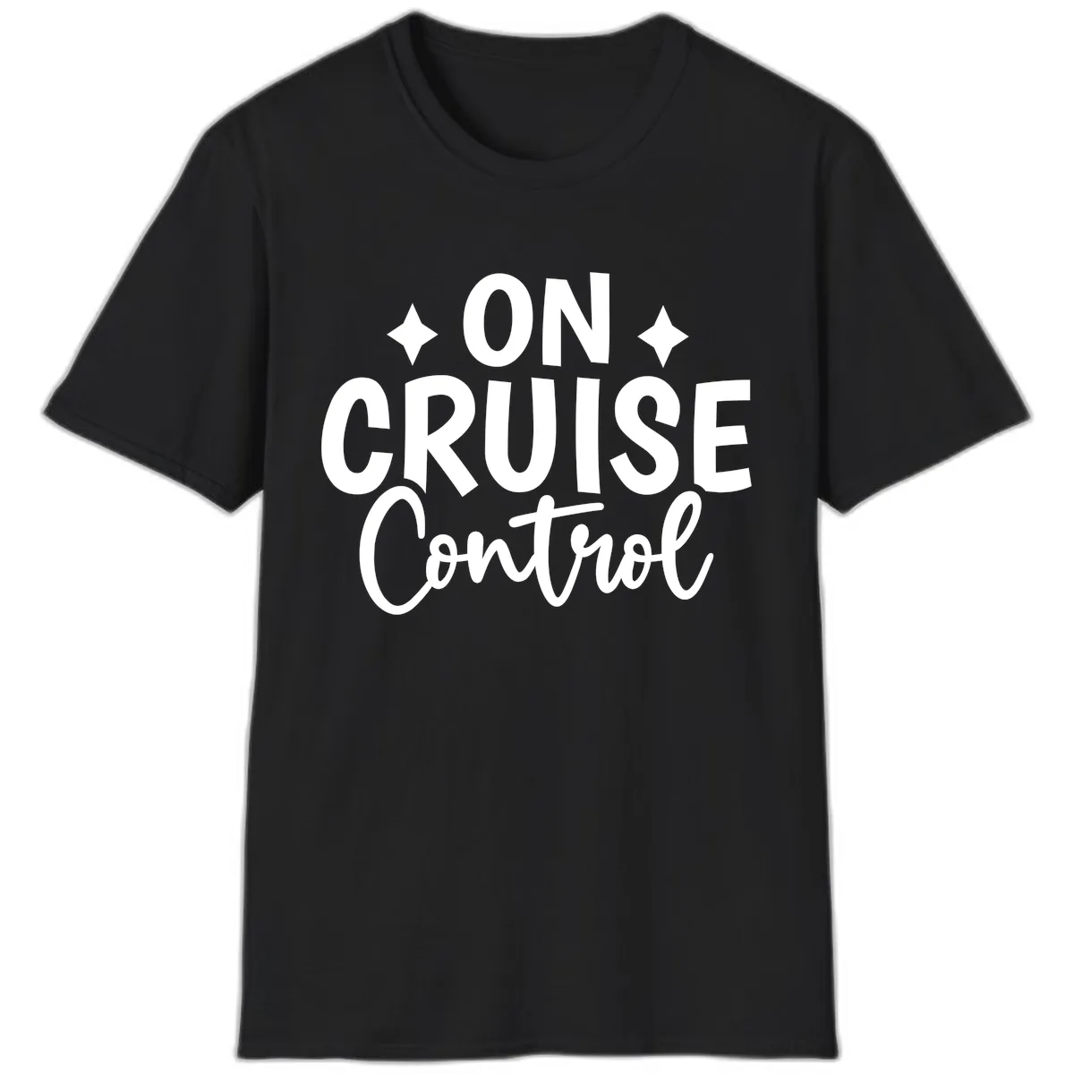 On Cruise Control Typography Design T-Shirt in Black