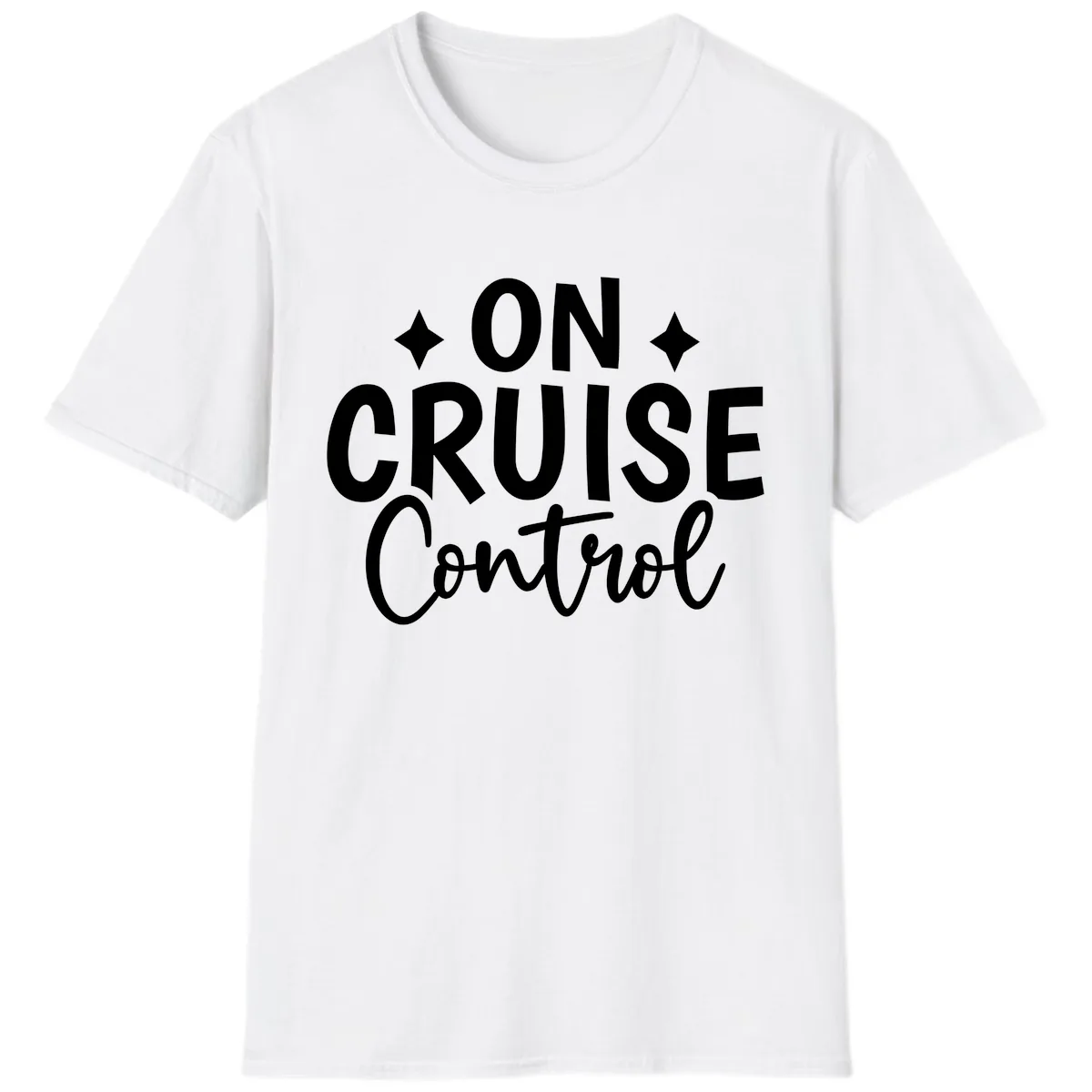 On Cruise Control Typography Design T-Shirt in White