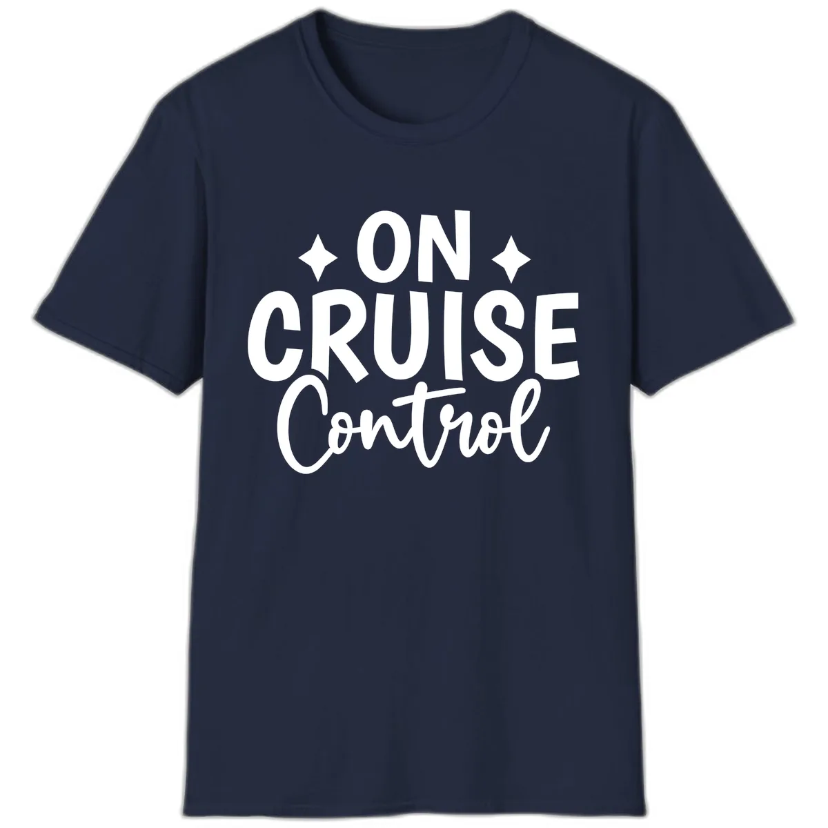 On Cruise Control Typography Design T-Shirt in Navy