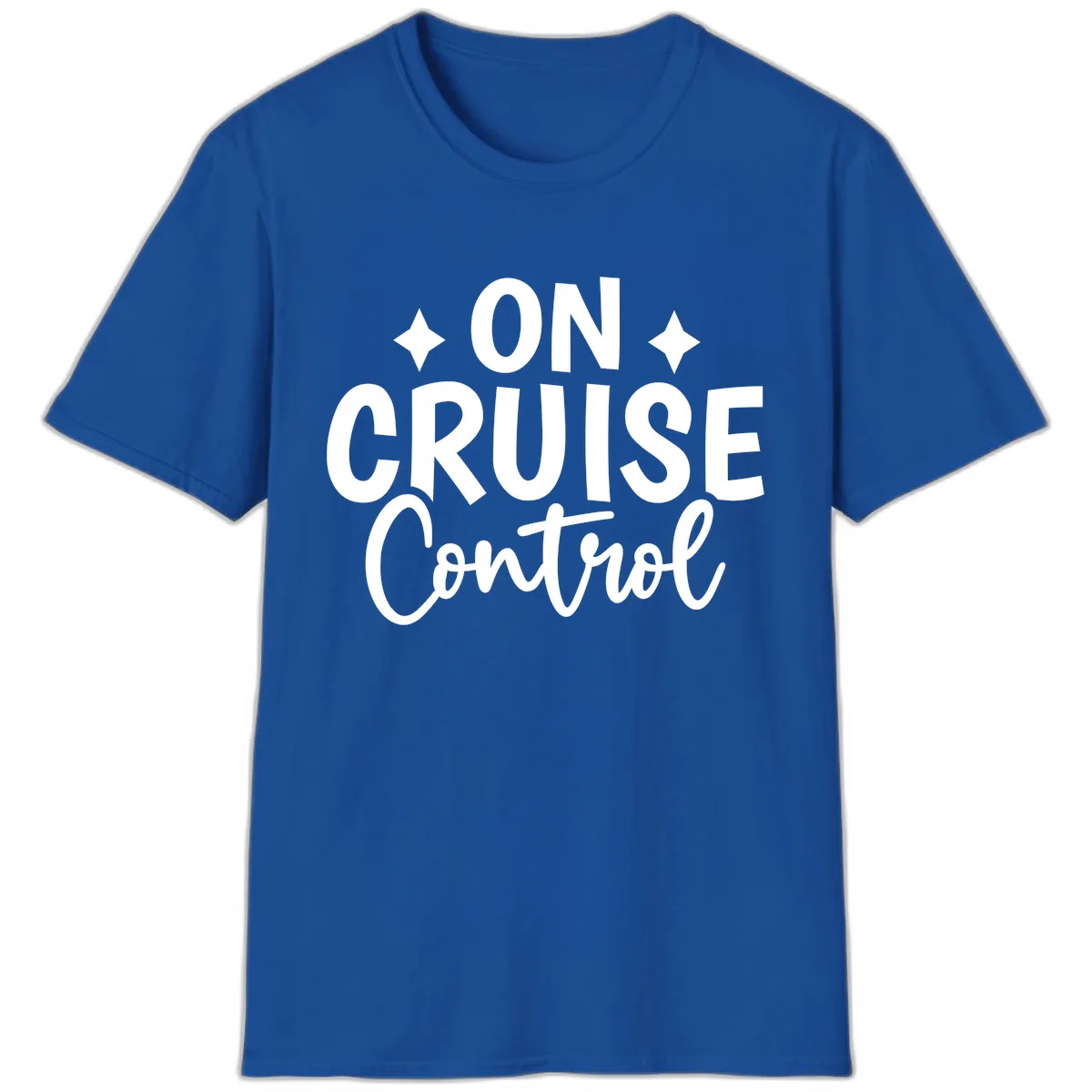 On Cruise Control Typography Design T-Shirt in Royal