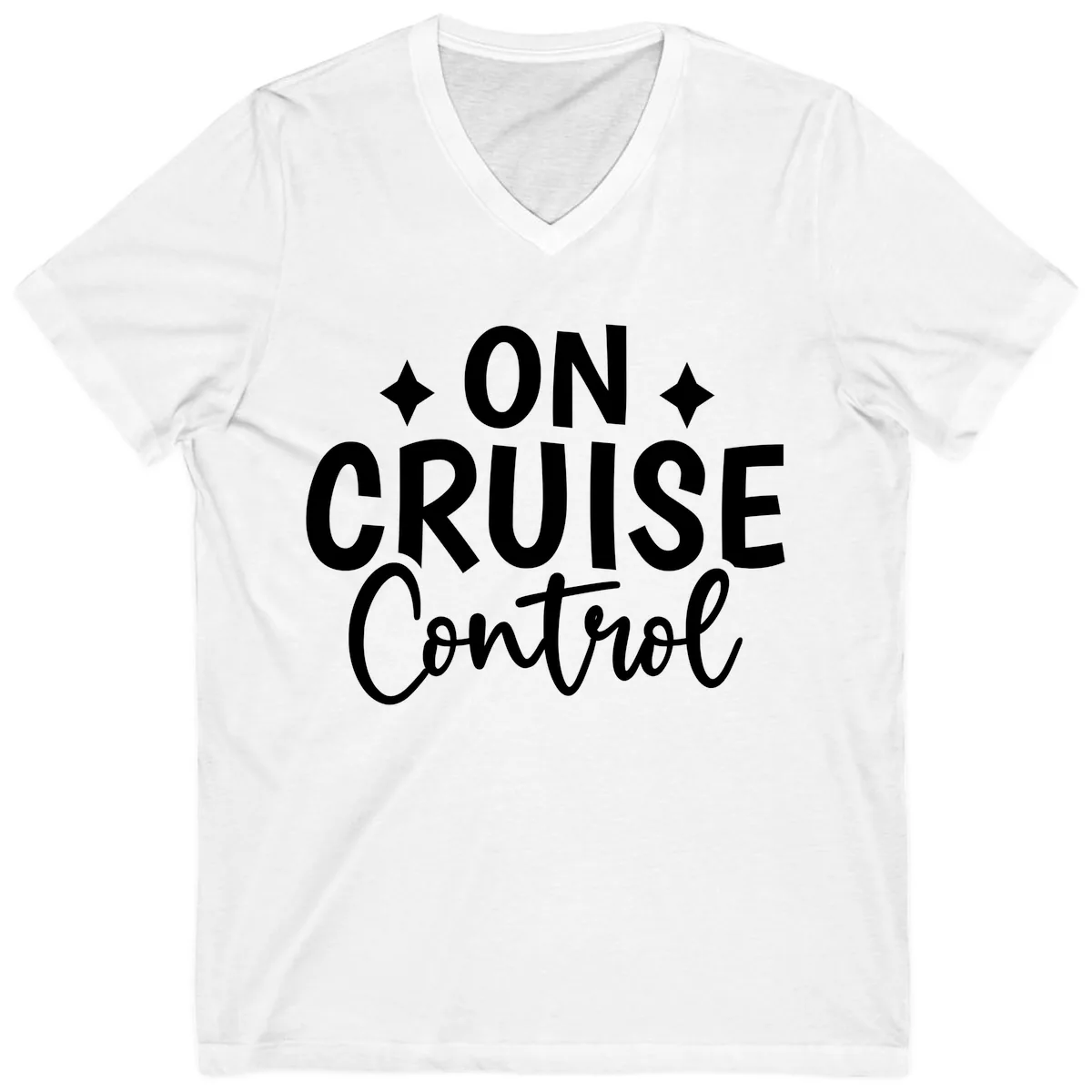 On Cruise Control Typography Design V-Neck in White