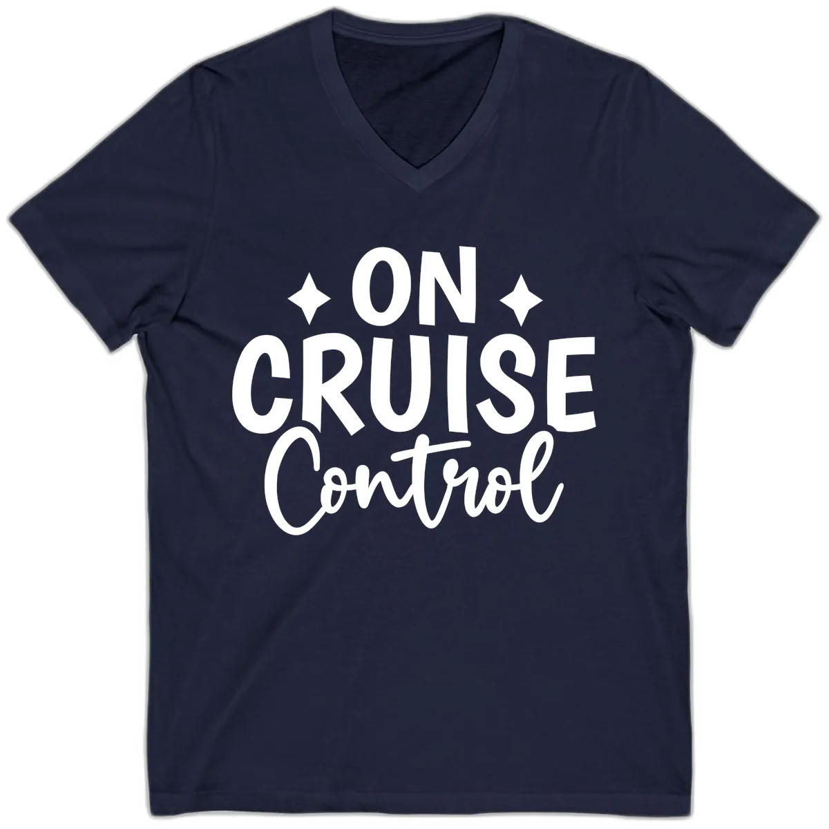 On Cruise Control Typography Design V-Neck in Navy