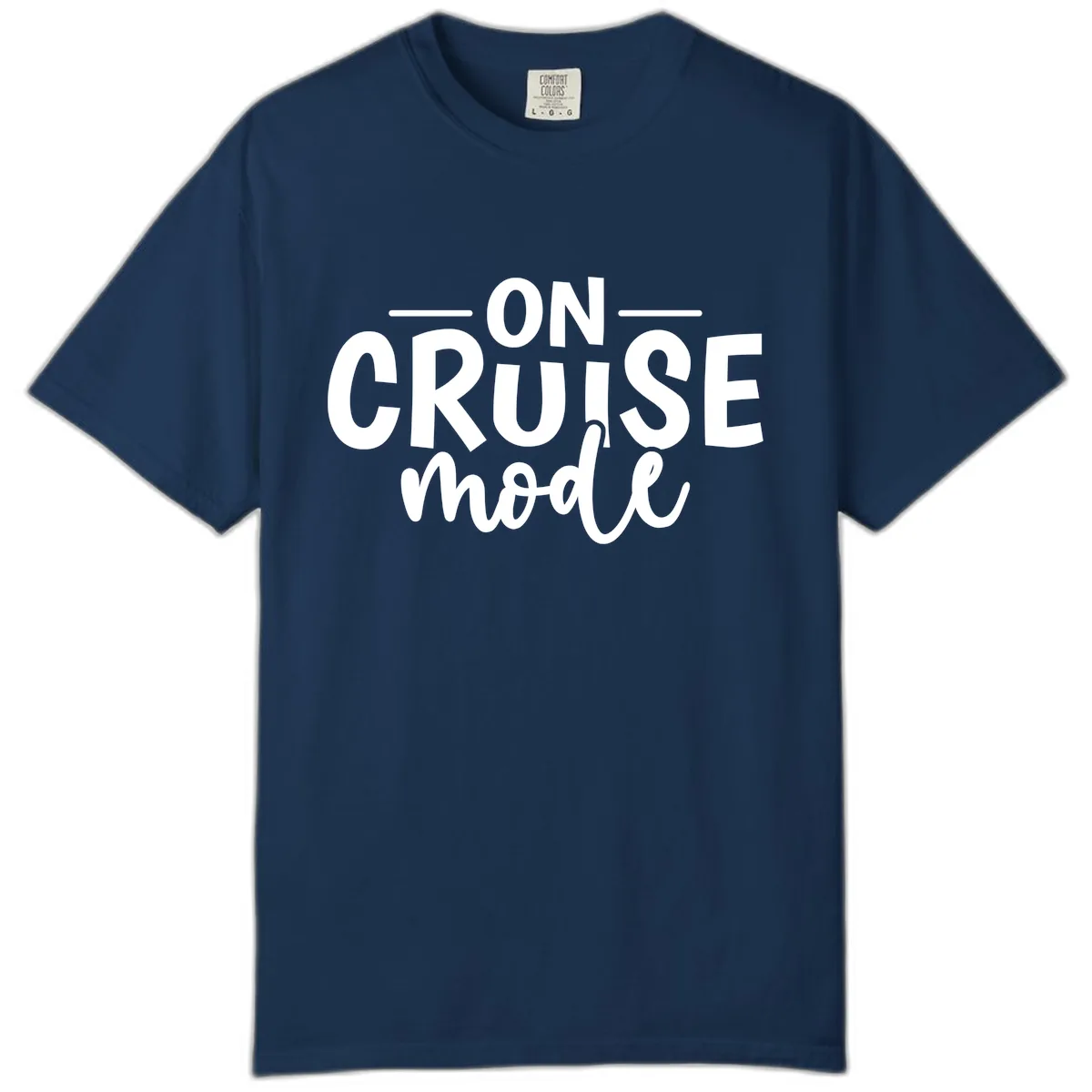 On Cruise Mode Vacation Text Design Comfort Color in Navy