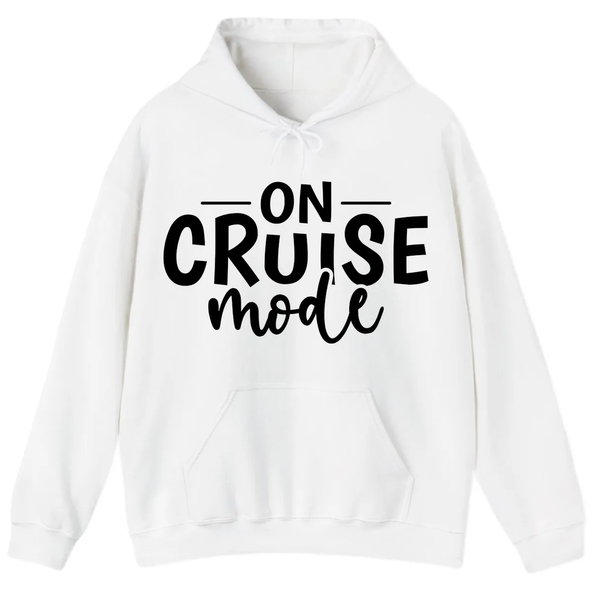 On Cruise Mode Vacation Text Design Hoodie in White