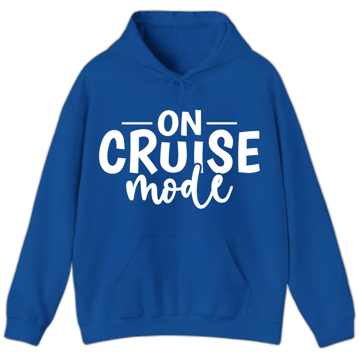 On Cruise Mode Vacation Text Design Hoodie in Royal