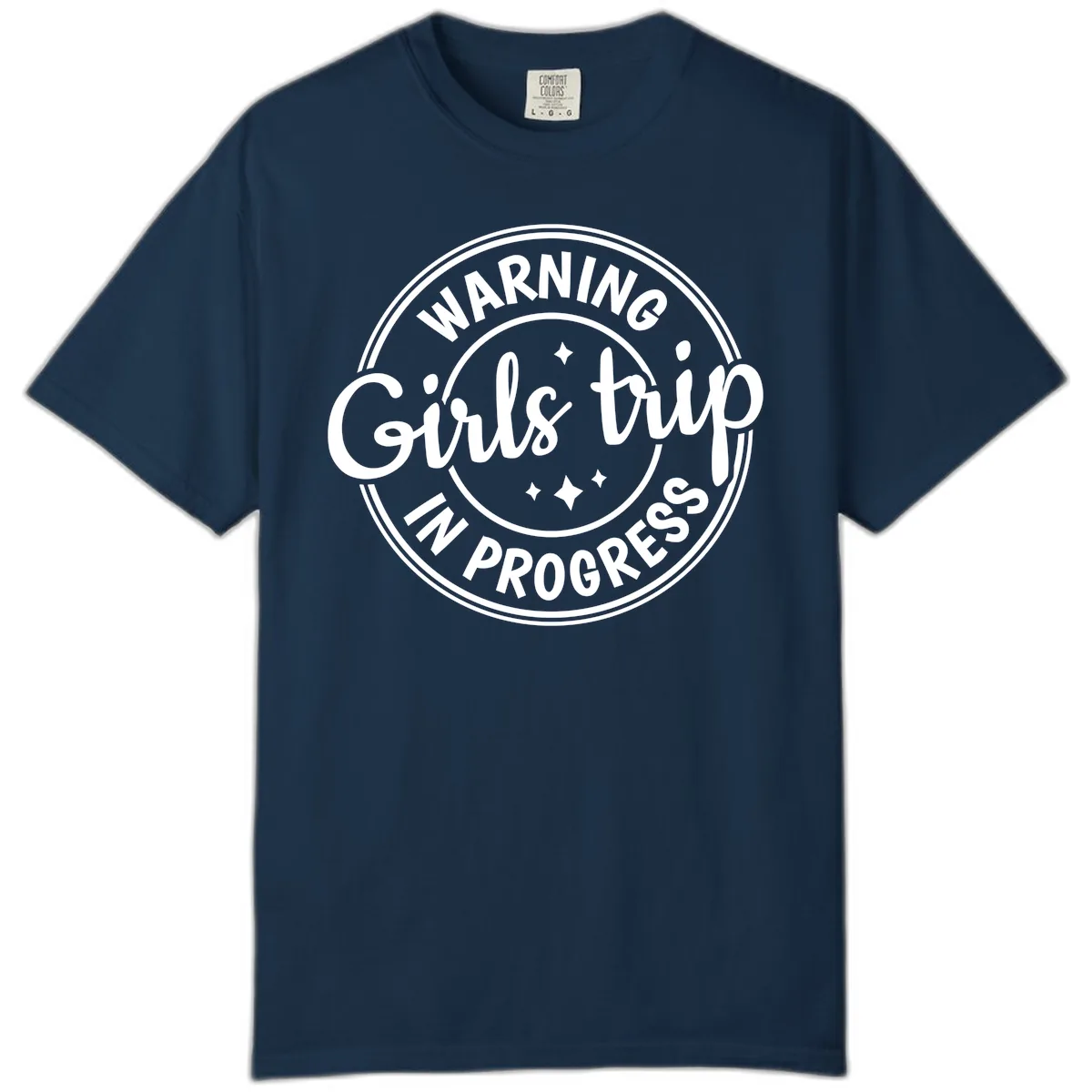 Girls Trip In Progress Warning Comfort Color in True Navy