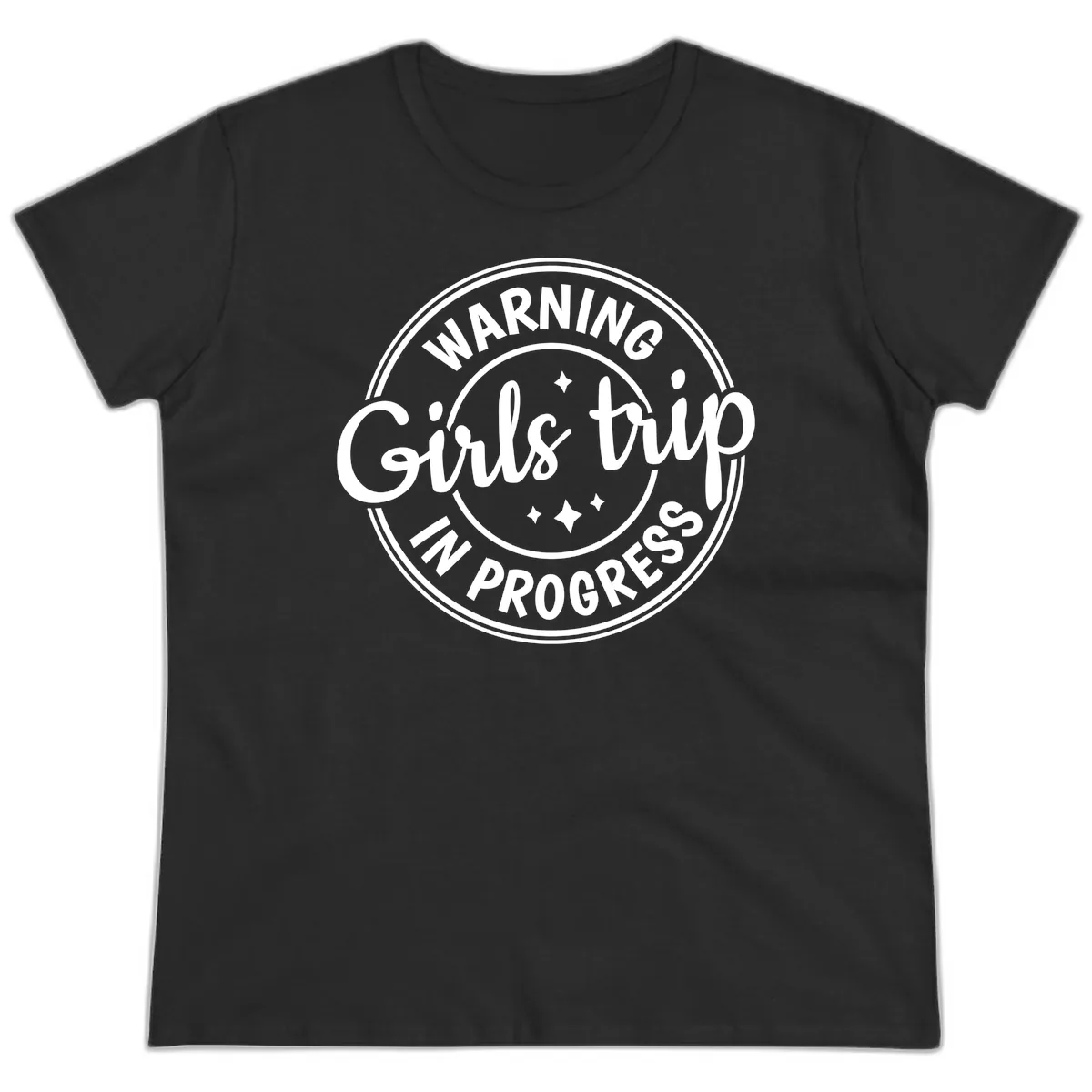 Girls Trip In Progress Warning Ladies Tee in Black