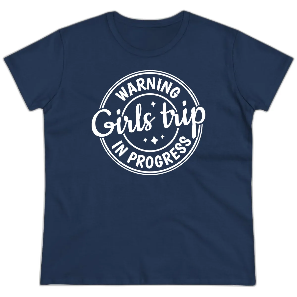 Girls Trip In Progress Warning Ladies Tee in Navy
