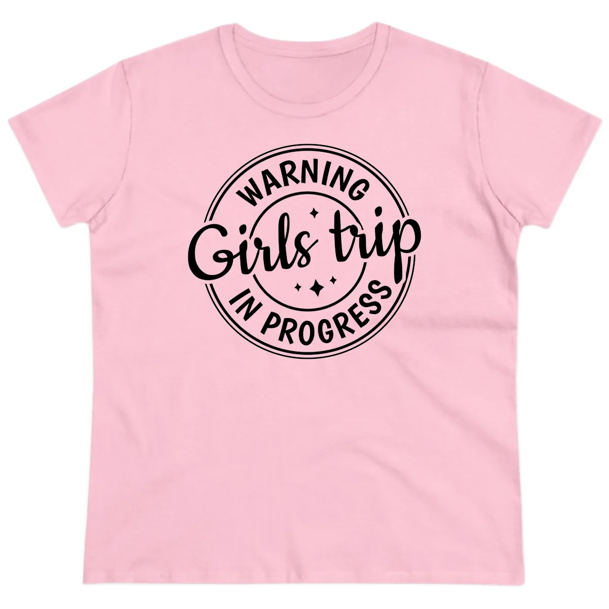 Girls Trip In Progress Warning Ladies Tee in Light Pink