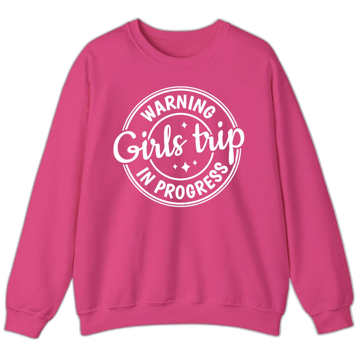Girls Trip In Progress Warning Sweatshirt in Heliconia