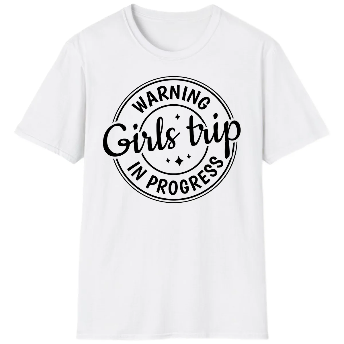 Girls Trip In Progress Warning T-Shirt in White