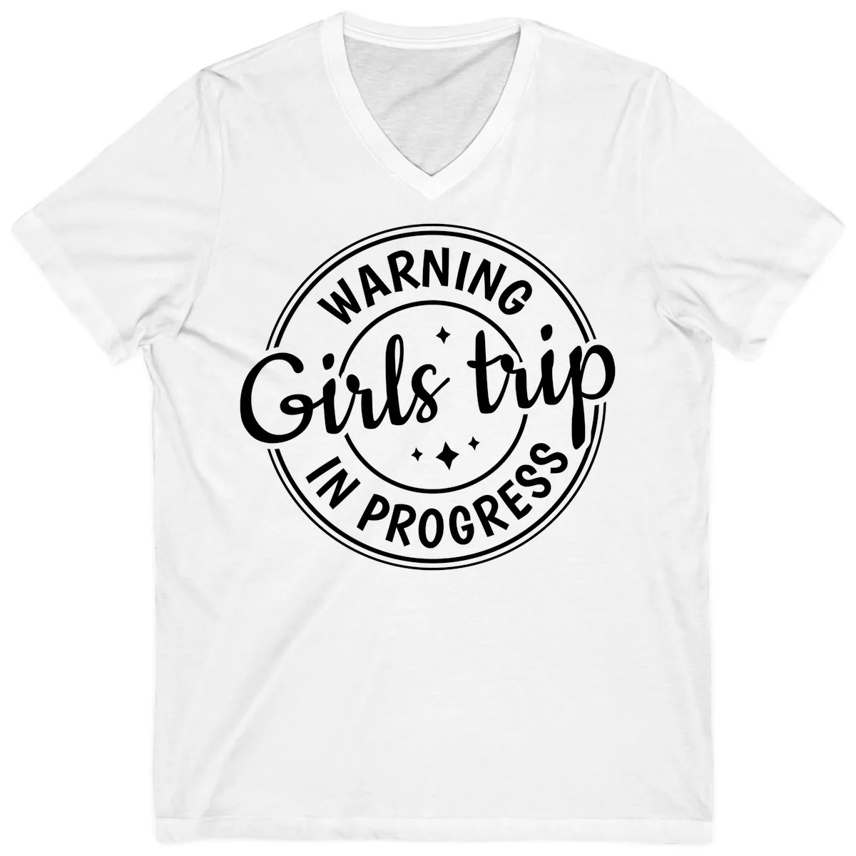 Girls Trip In Progress Warning V-Neck in White