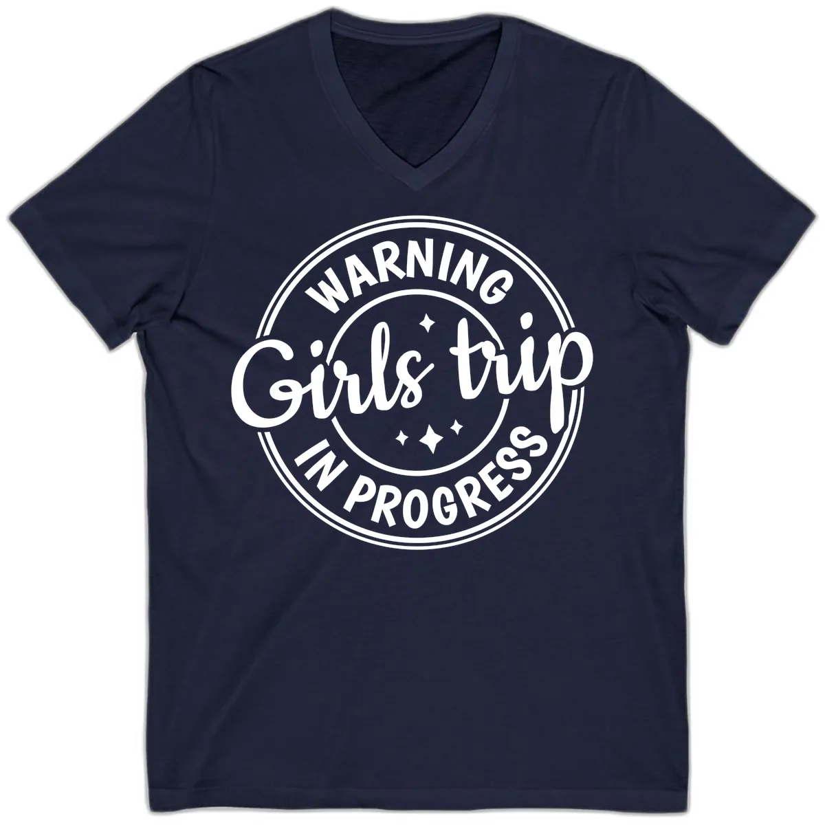Girls Trip In Progress Warning V-Neck in Navy