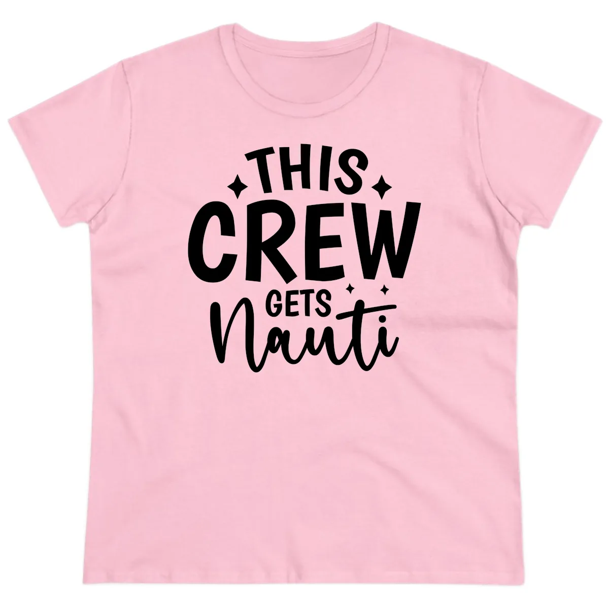 This Crew Gets Nauti Funny Cruise Shirt Ladies Tee in Light Pink