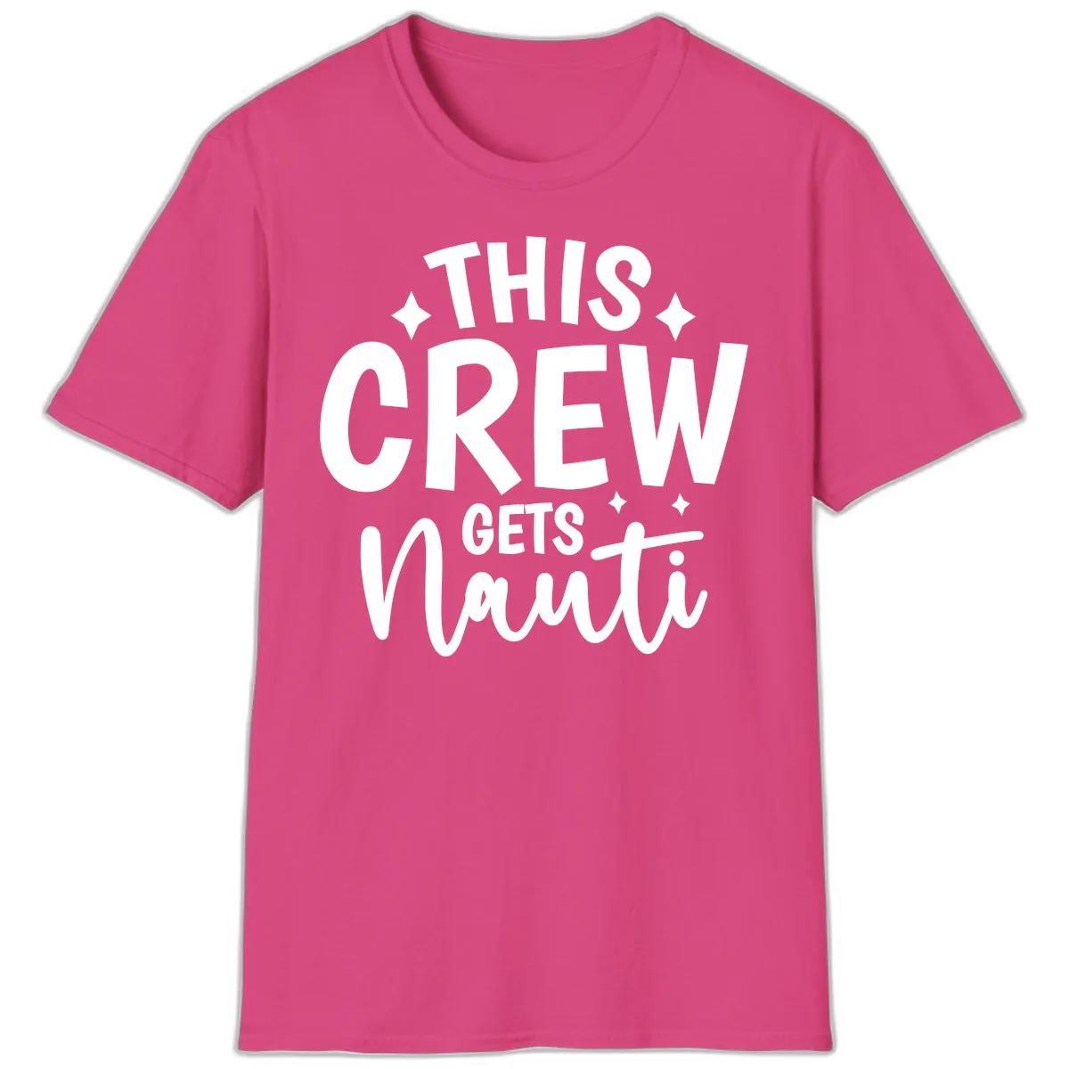 This Crew Gets Nauti Funny Cruise Shirt T-Shirt in Heliconia