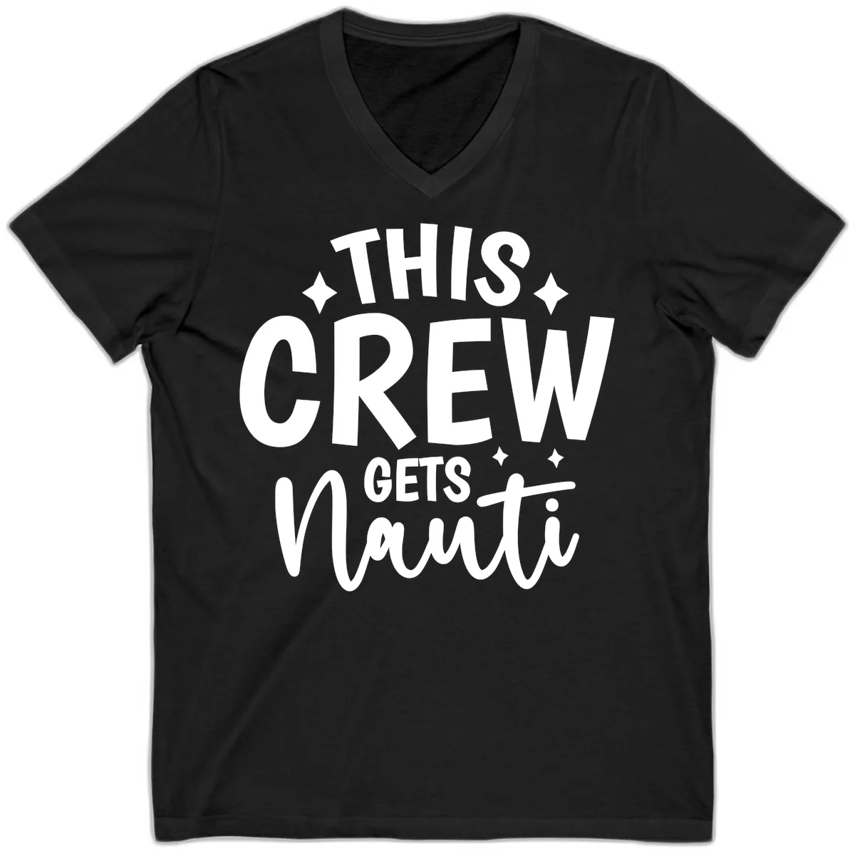 This Crew Gets Nauti Funny Cruise Shirt V-Neck in Black