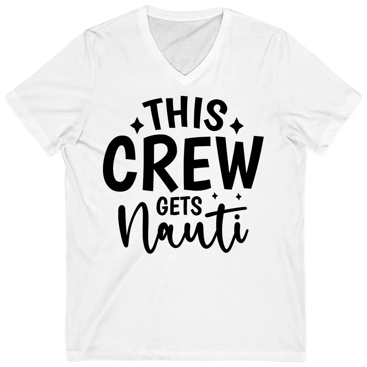This Crew Gets Nauti Funny Cruise Shirt V-Neck in White