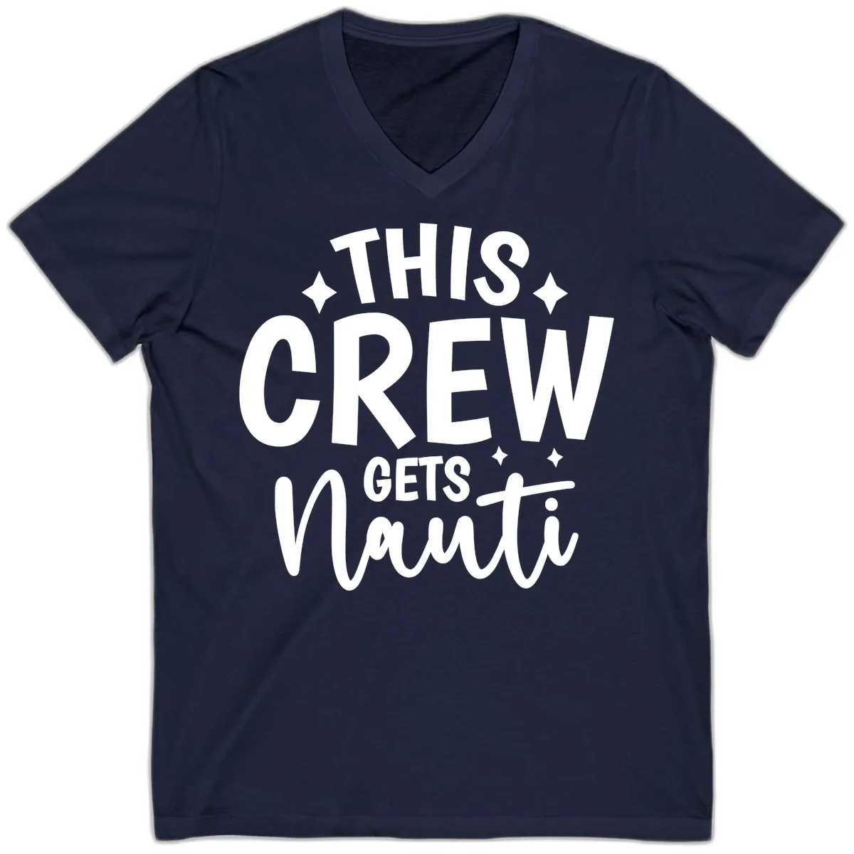 This Crew Gets Nauti Funny Cruise Shirt V-Neck in Navy