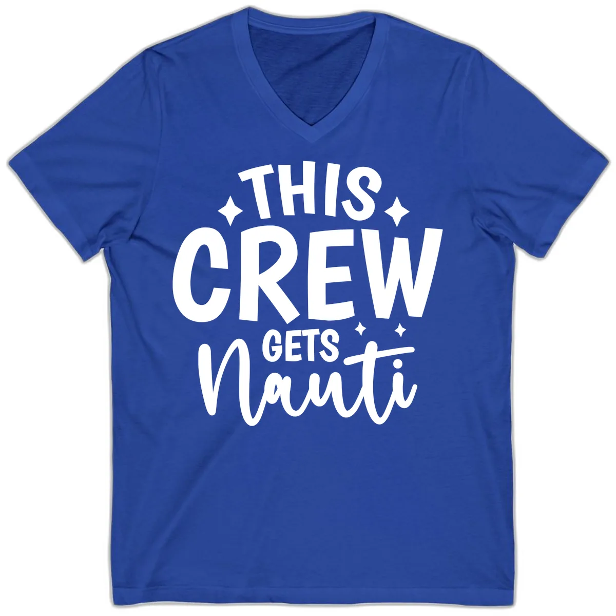 This Crew Gets Nauti Funny Cruise Shirt V-Neck in True Royal