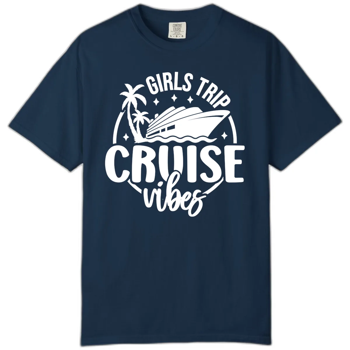 Girls Trip Cruise Vibes Comfort Color in True Navy