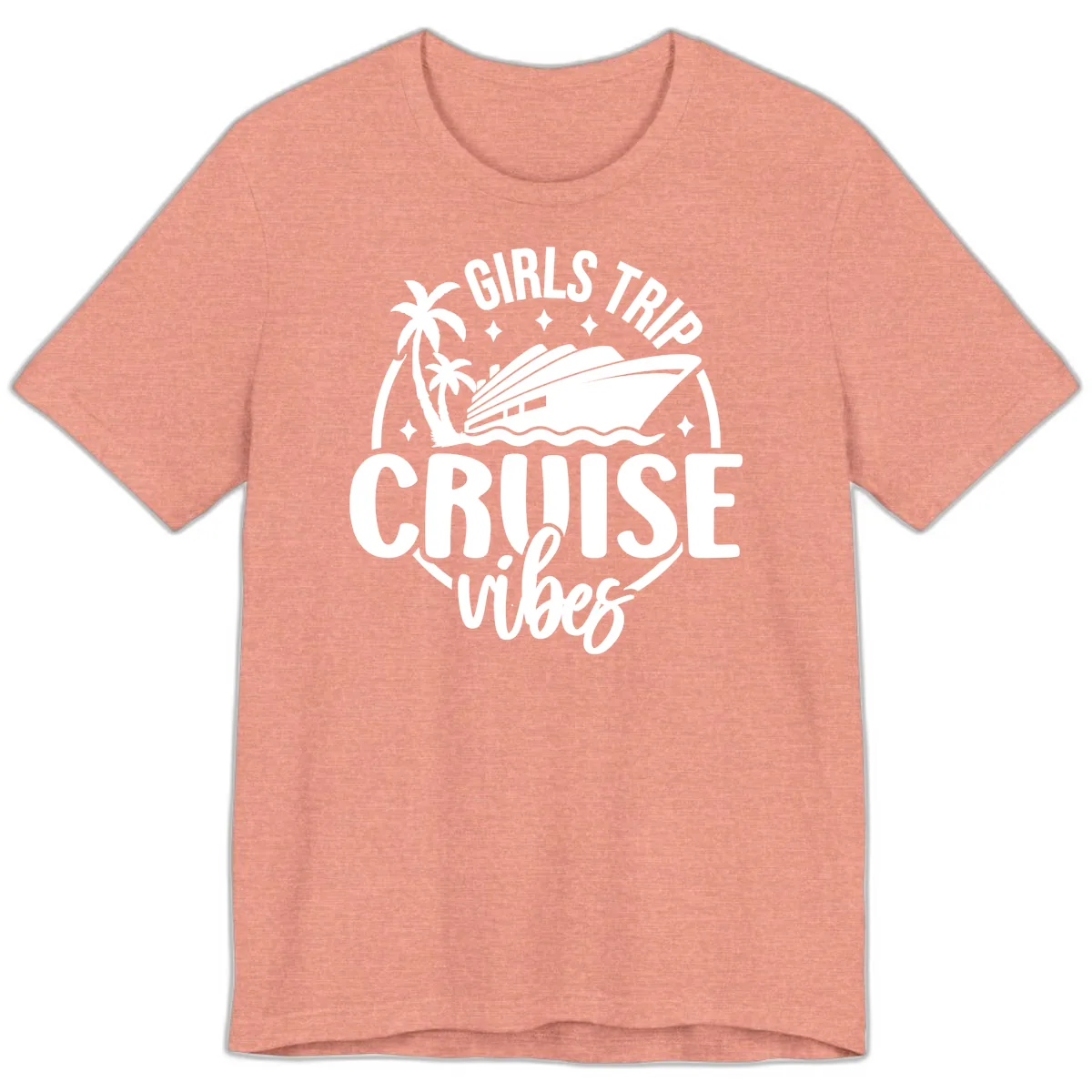 Girls Trip Cruise Vibes Premium T-Shirt in Heather Sunset
