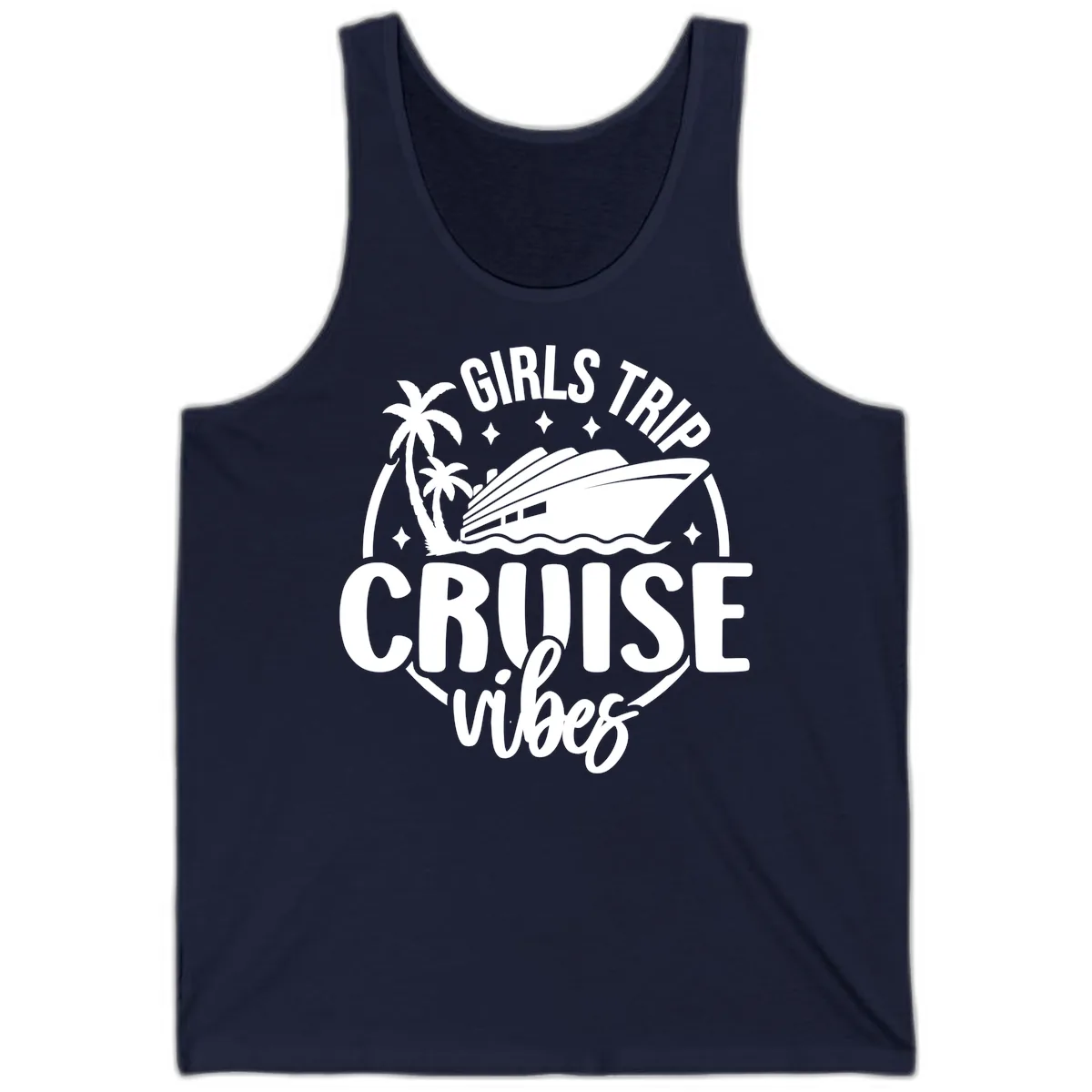 Girls Trip Cruise Vibes Tank in Navy