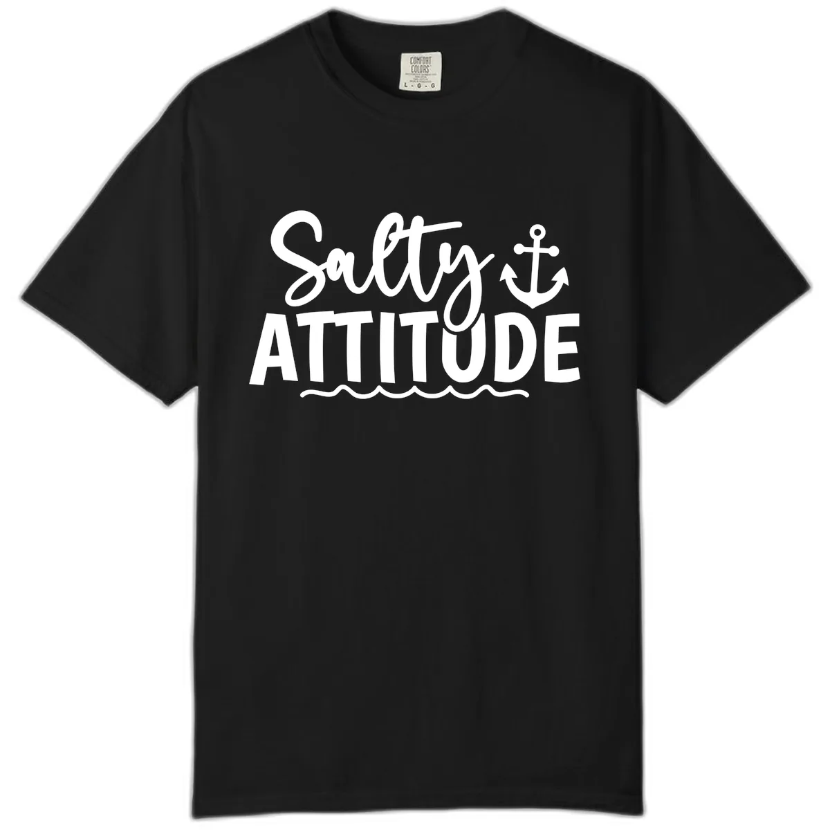 Salty Attitude Anchor Design Comfort Color in Black