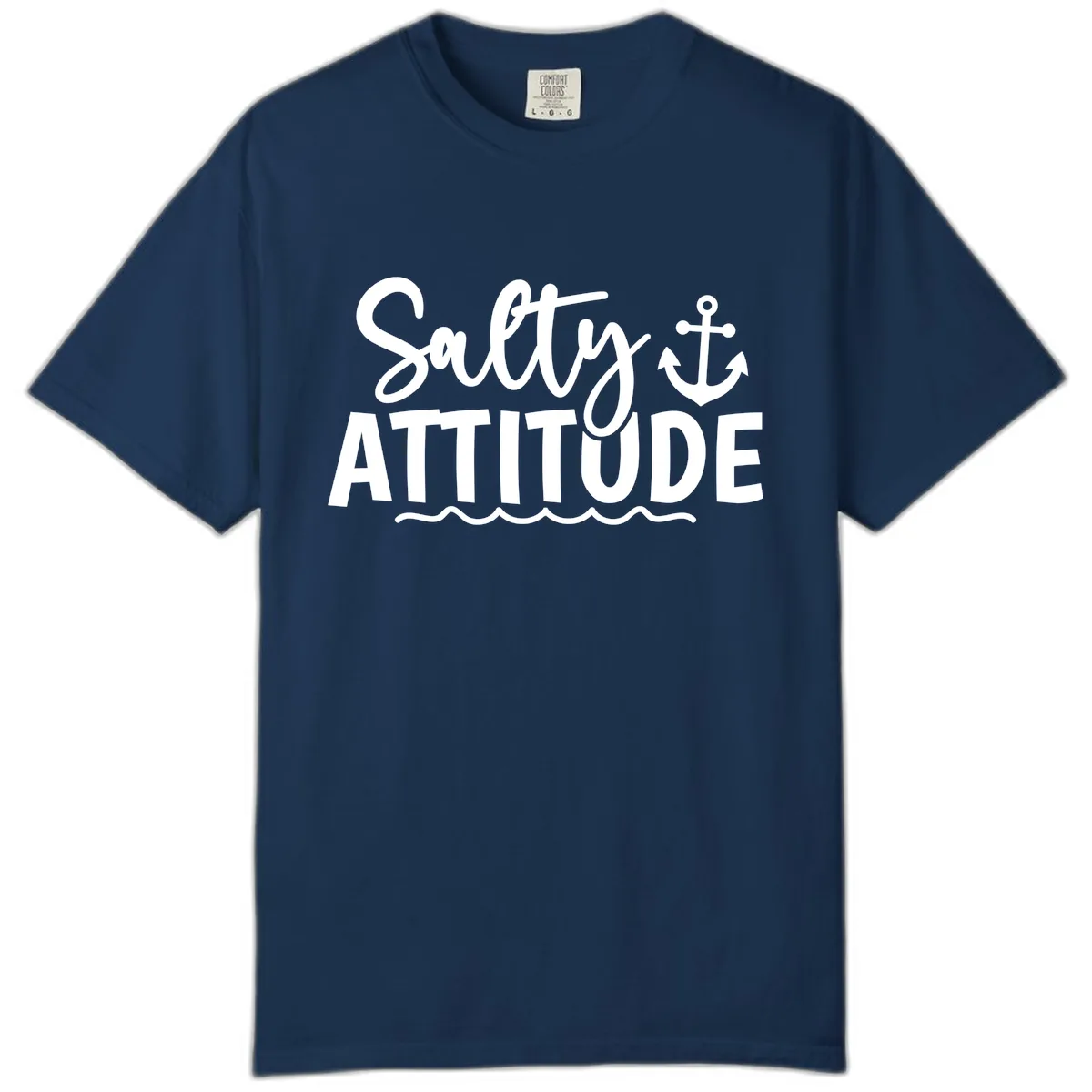Salty Attitude Anchor Design Comfort Color in Navy