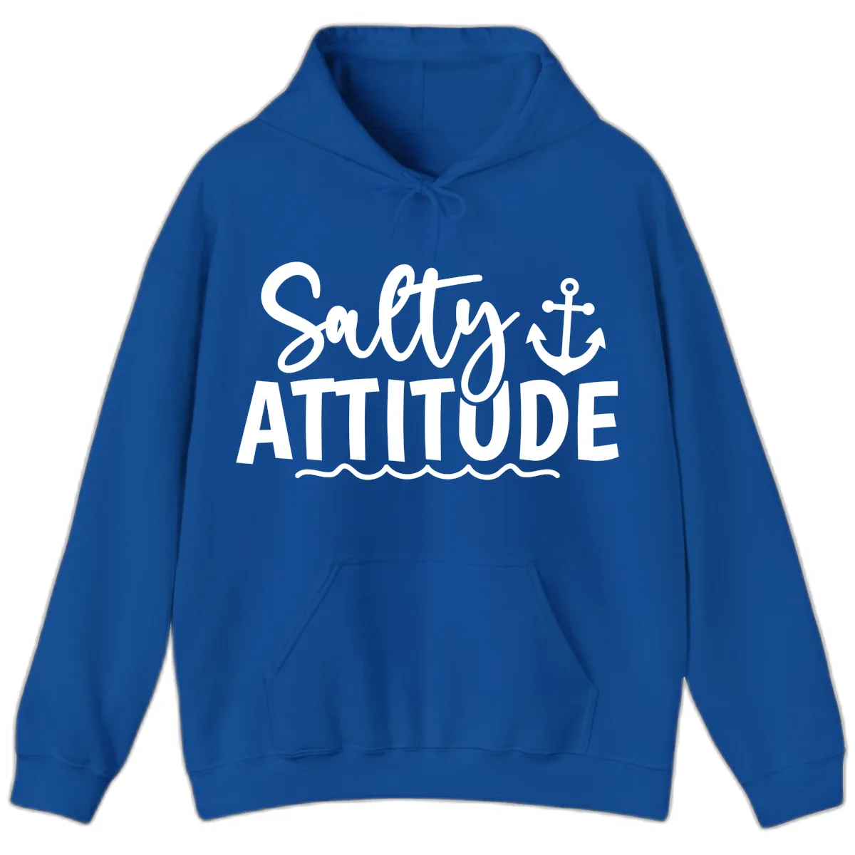 Salty Attitude Anchor Design Hoodie in Royal