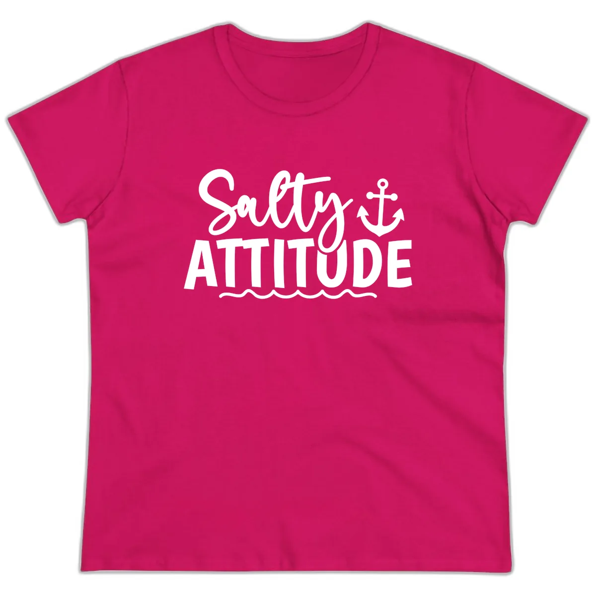 Salty Attitude Anchor Design Ladies Tee in Heliconia