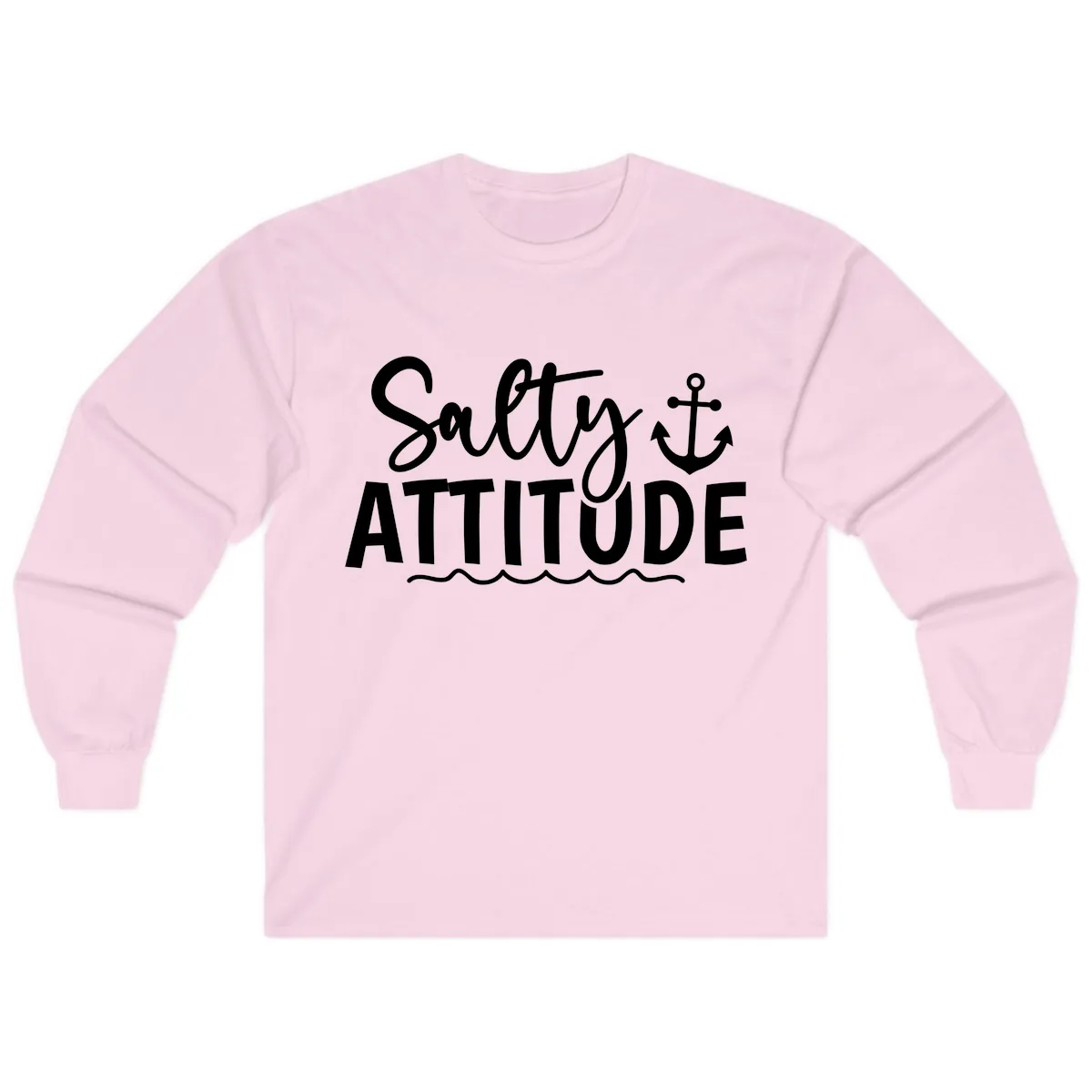 Salty Attitude Anchor Design Long Sleeve in Light Pink