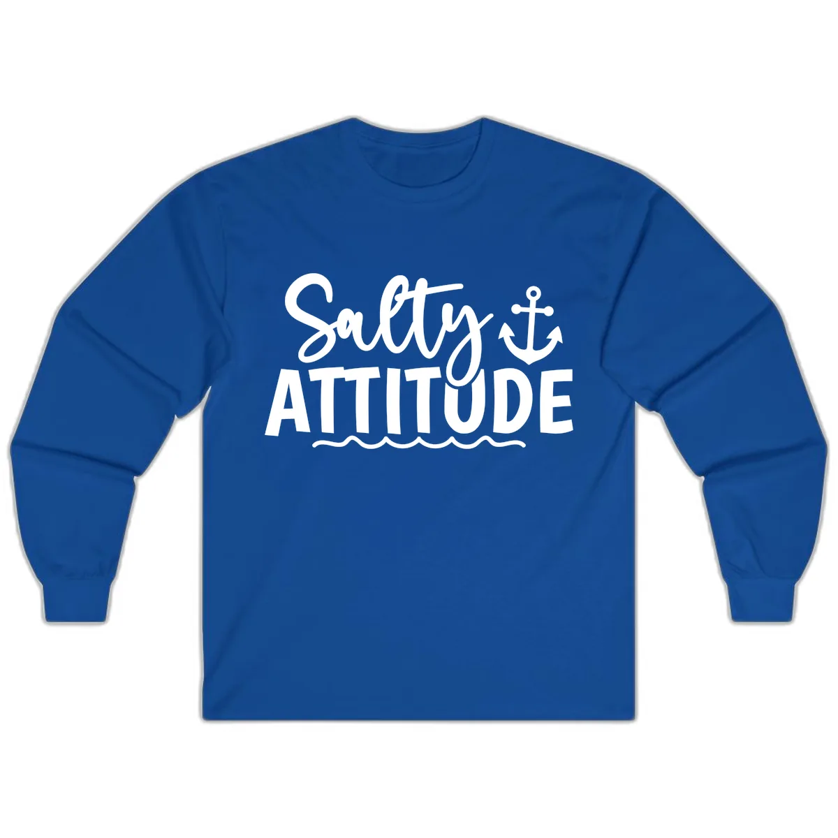 Salty Attitude Anchor Design Long Sleeve in Royal