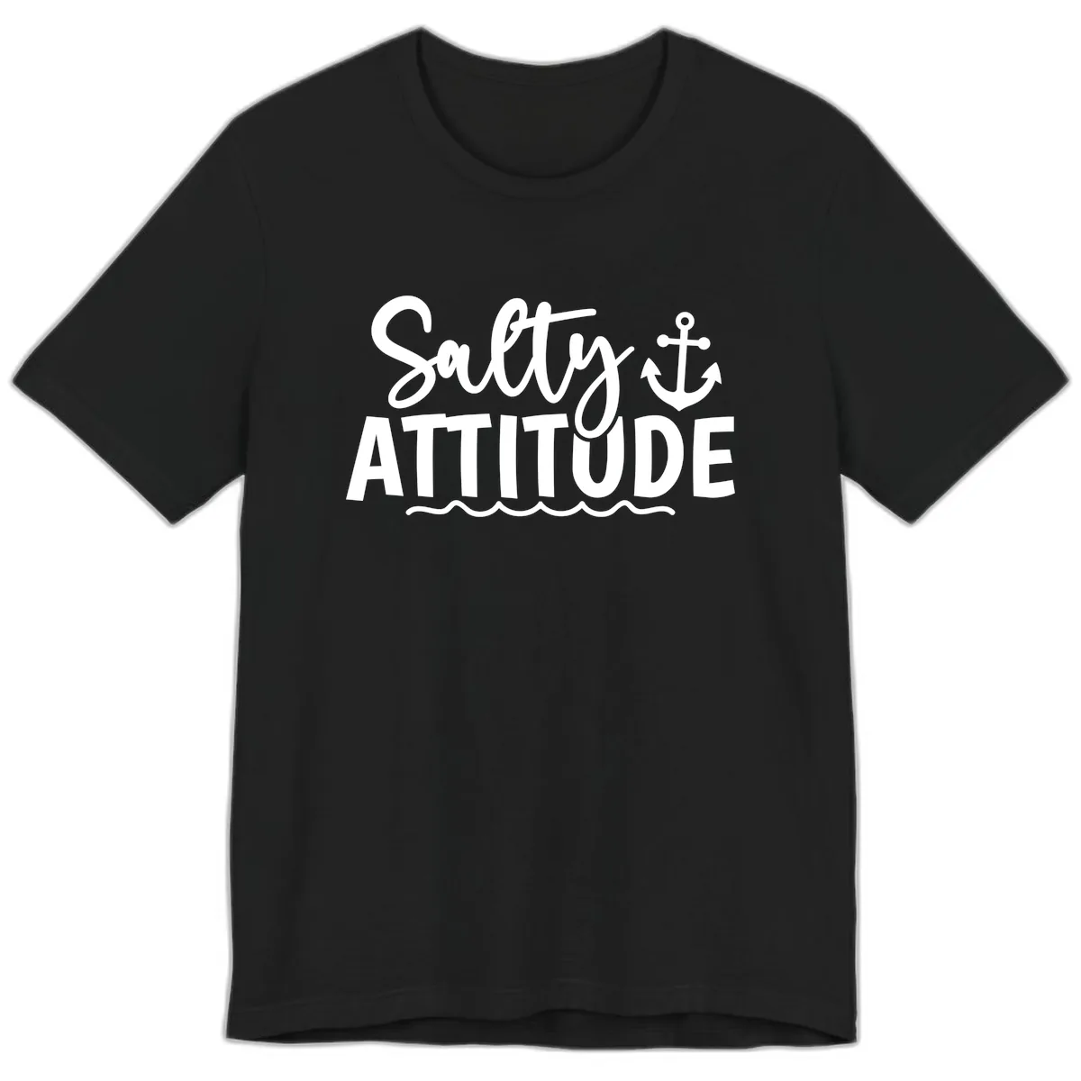 Salty Attitude Anchor Design Premium T-Shirt in Black