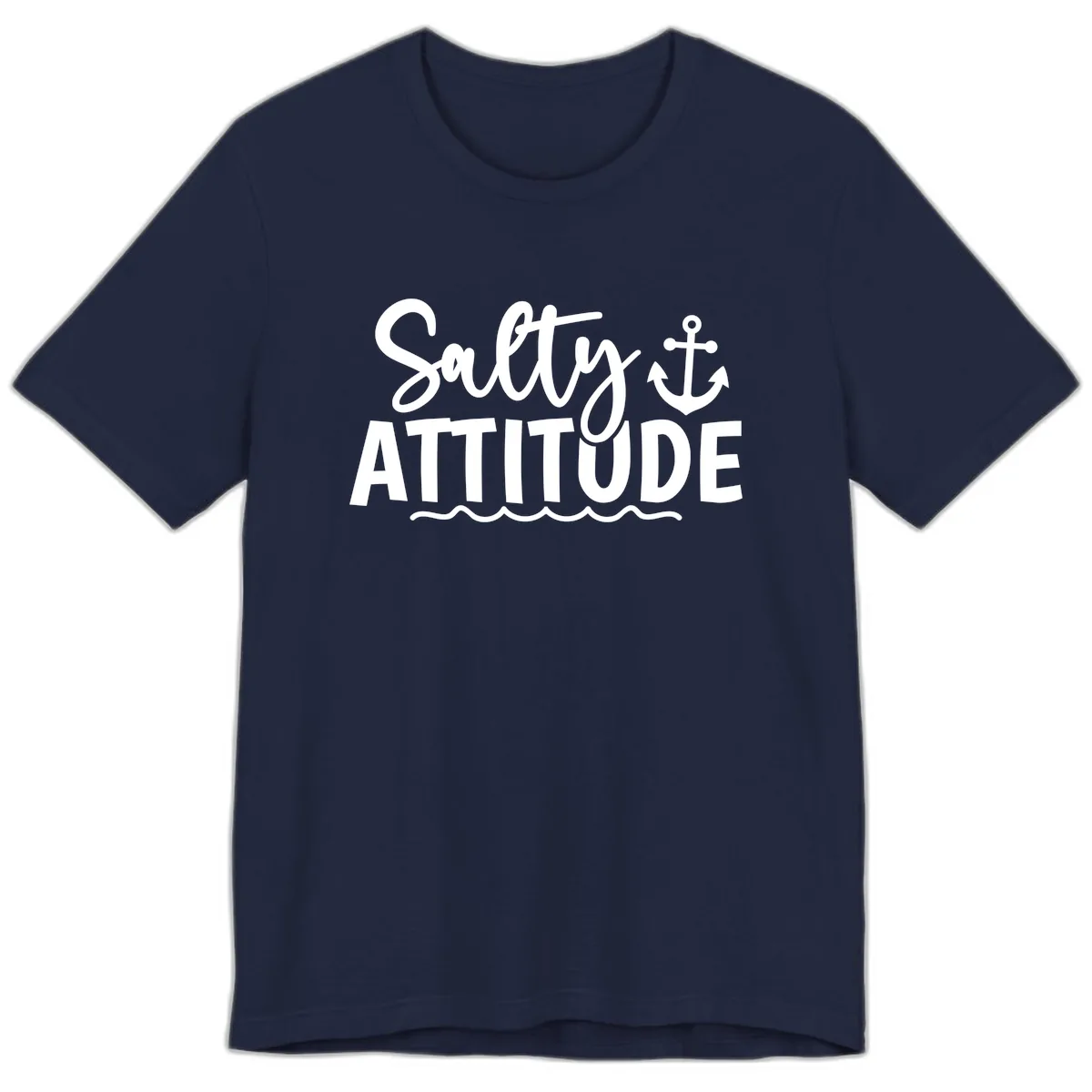 Salty Attitude Anchor Design Premium T-Shirt in Navy