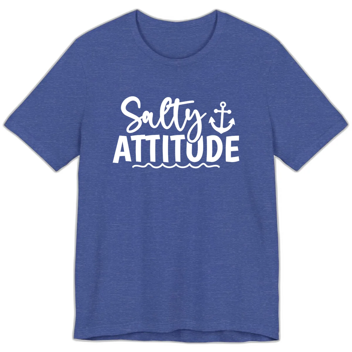 Salty Attitude Anchor Design Premium T-Shirt in Heather True Royal