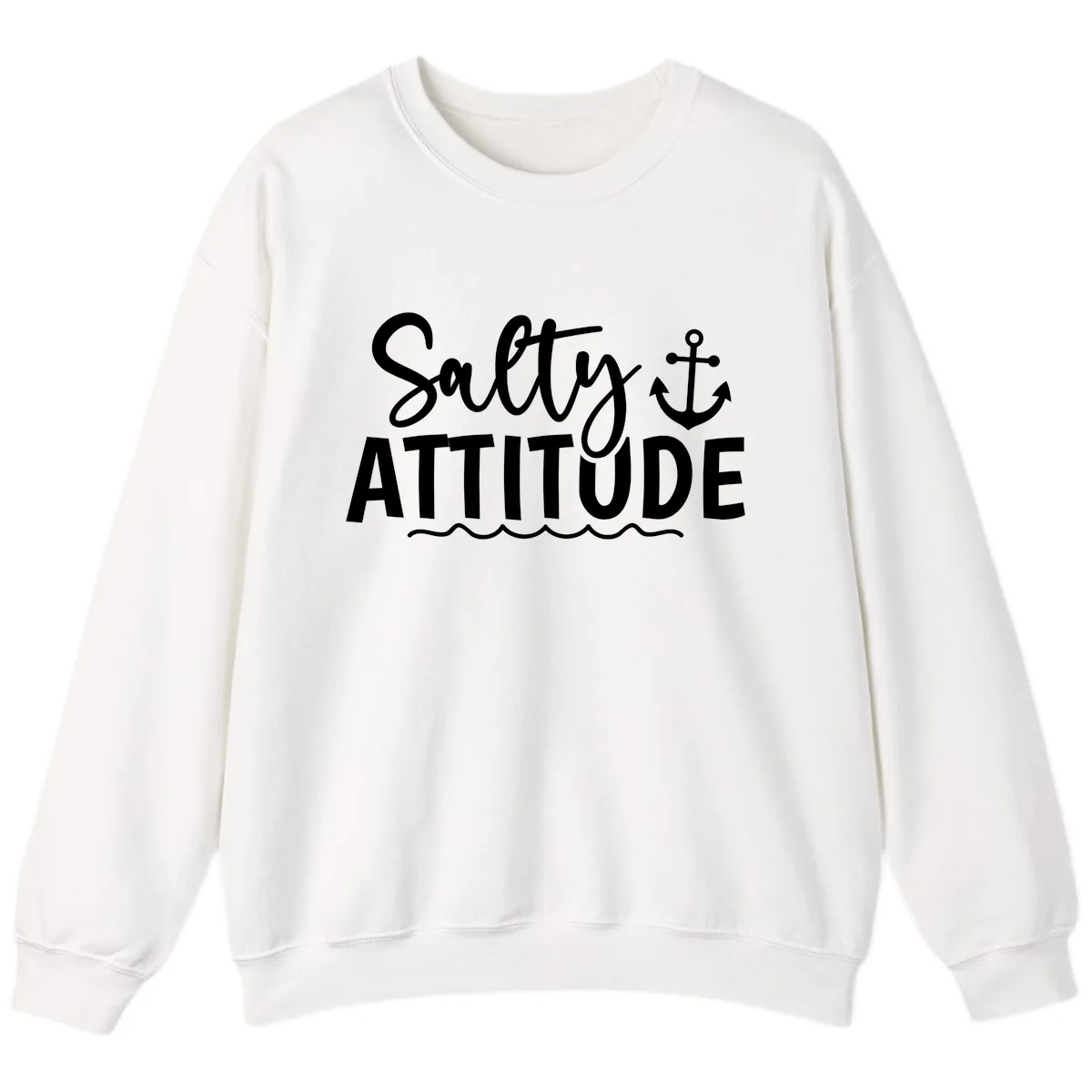 Salty Attitude Anchor Design Sweatshirt in White