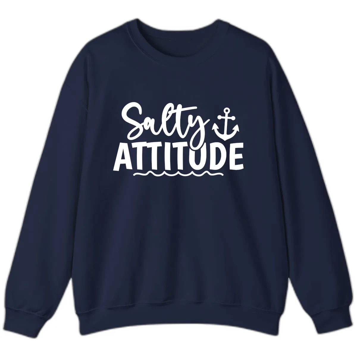 Salty Attitude Anchor Design Sweatshirt in Navy