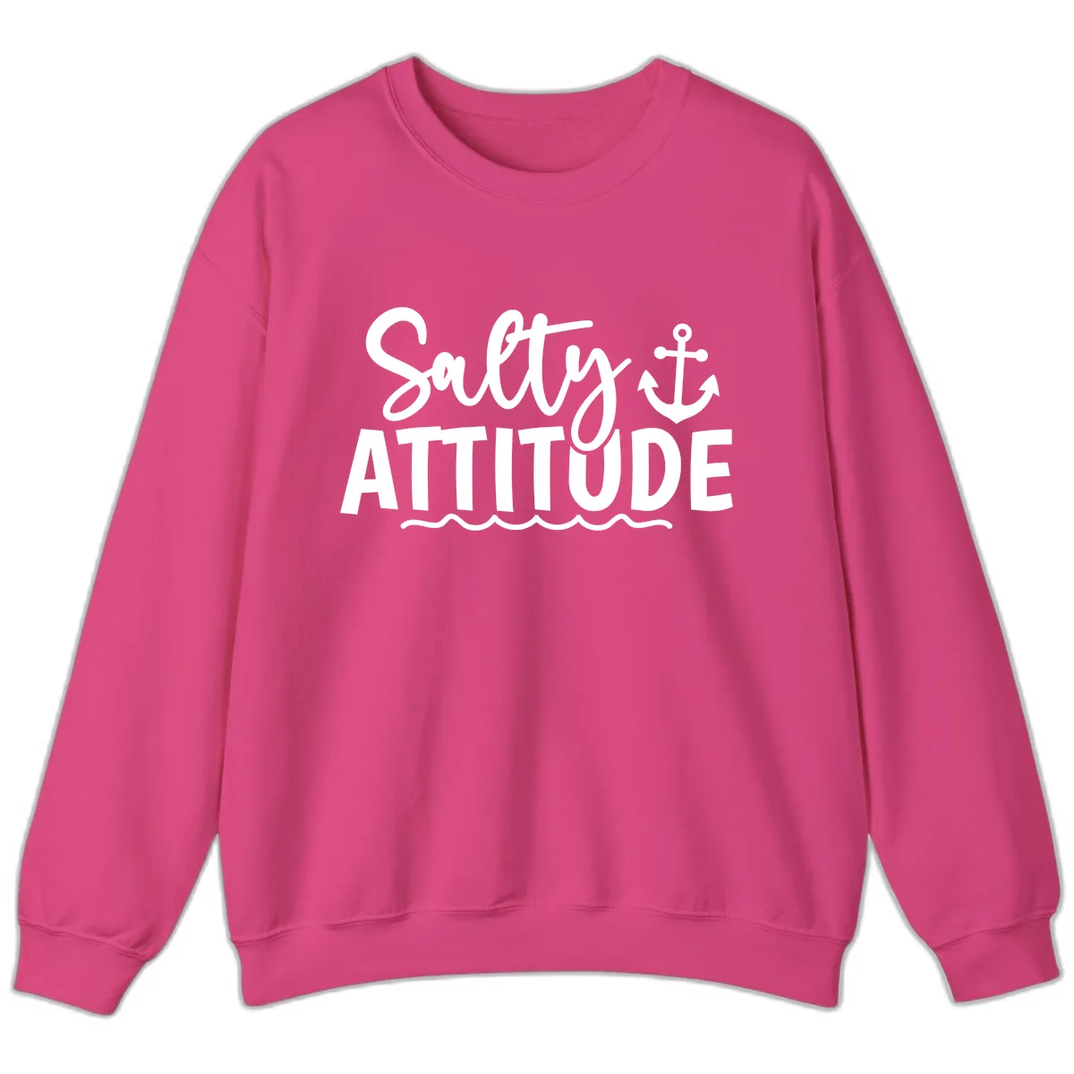 Salty Attitude Anchor Design Sweatshirt in Heliconia