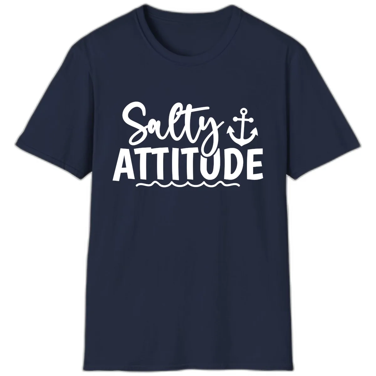 Salty Attitude Anchor Design T-Shirt in Navy