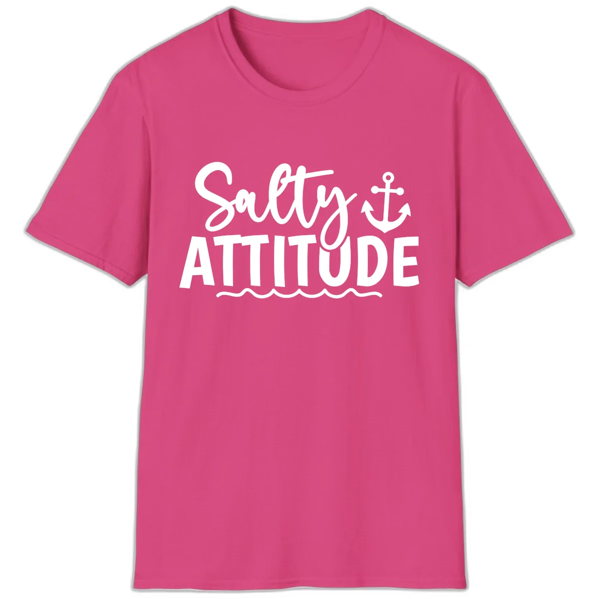 Salty Attitude Anchor Design T-Shirt in Heliconia