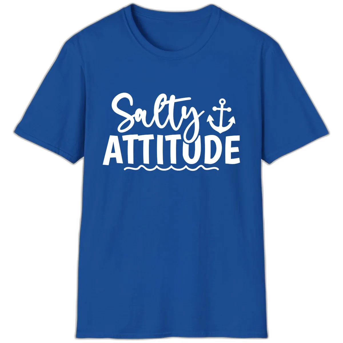 Salty Attitude Anchor Design T-Shirt in Royal