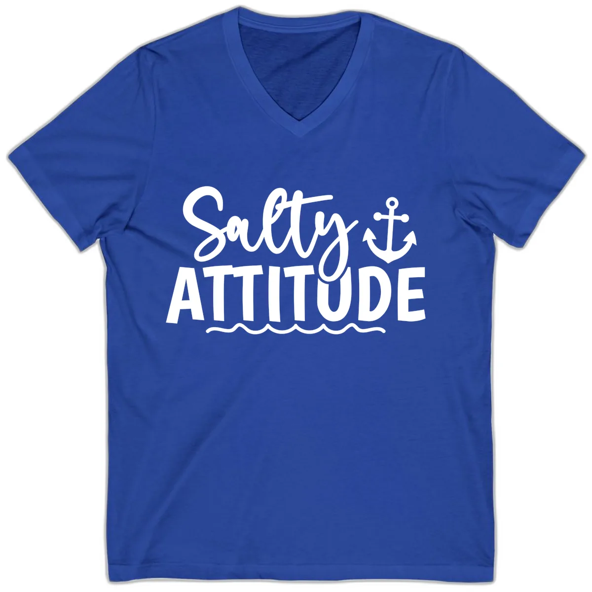 Salty Attitude Anchor Design V-Neck in True Royal