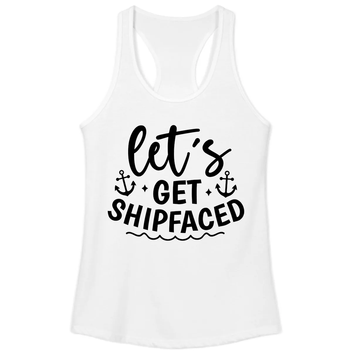 Let's Get Shipfaced Cruise Design Ladies Tank in White