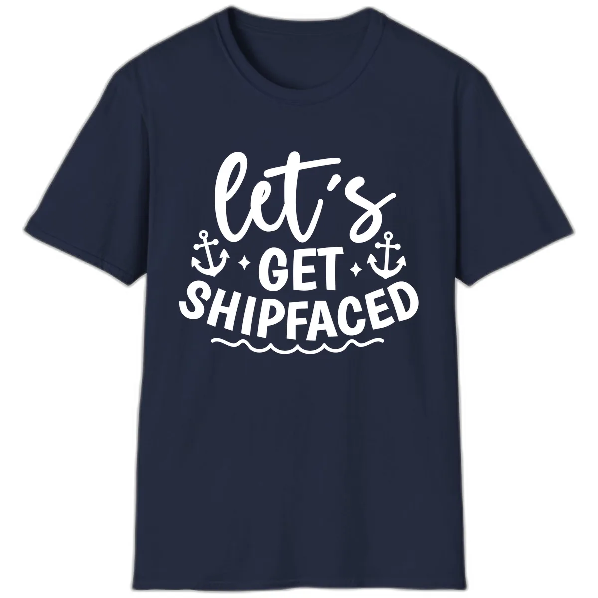 Let's Get Shipfaced Cruise Design T-Shirt in Navy