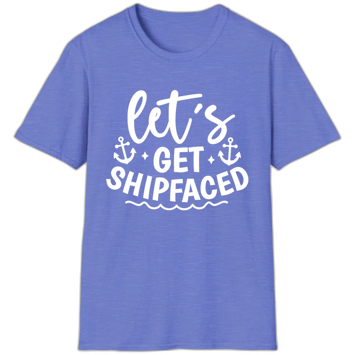 Let's Get Shipfaced Cruise Design T-Shirt in Heather Royal