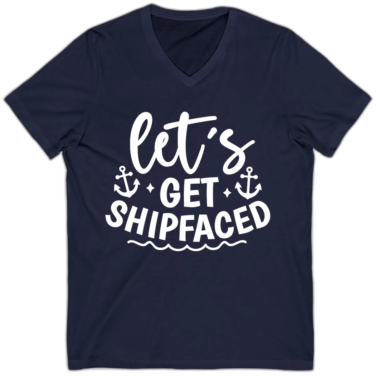 Let's Get Shipfaced Cruise Design V-Neck in Navy