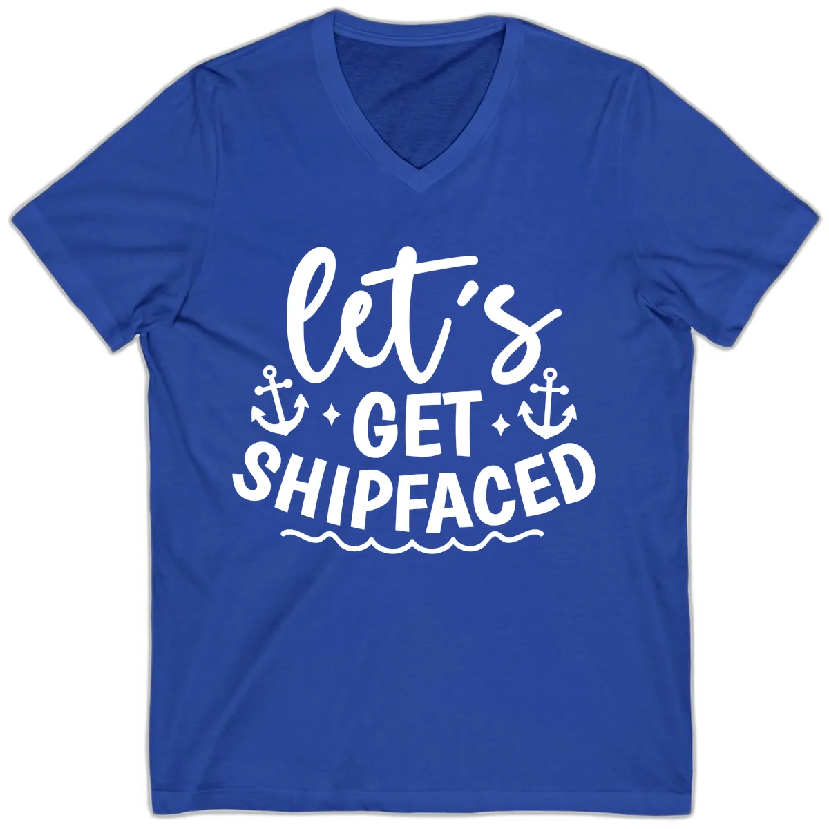 Let's Get Shipfaced Cruise Design V-Neck in True Royal