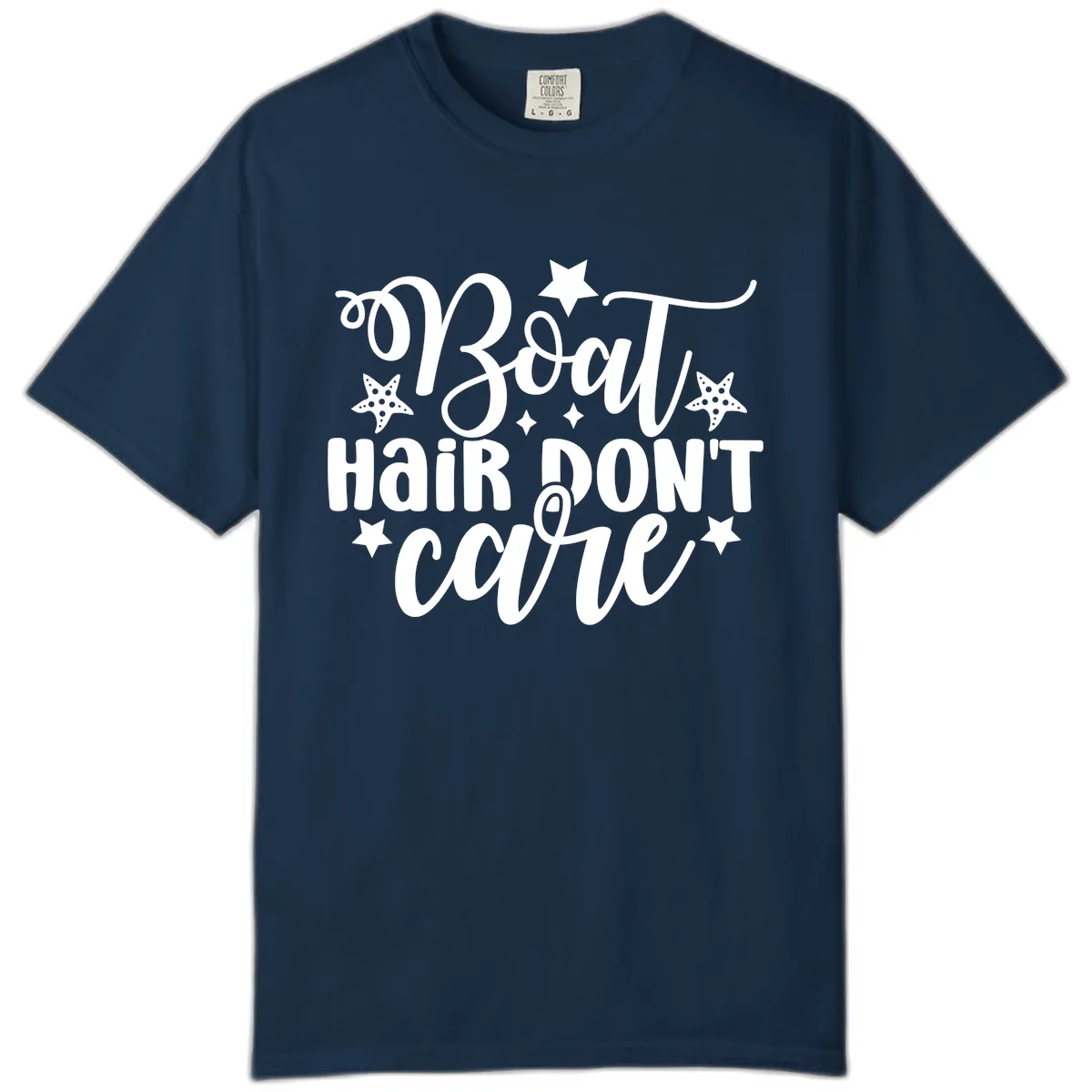 Boat Hair Don't Care Slogan Comfort Color in True Navy